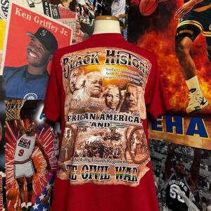 Mens Black History African American Heritage Civil‎ War T Shirt XL Red